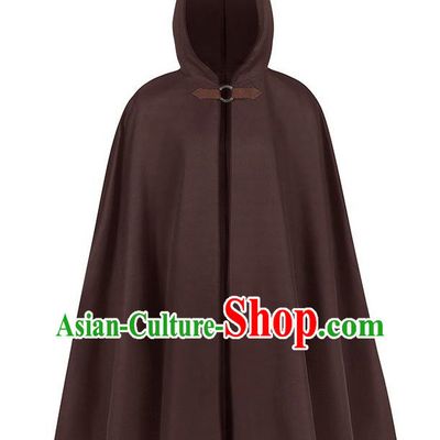 Retro Solid Color Hooded Cloak Halloween Adult Cosplay Ranger Medieval Traveler Cloak Loose Costume