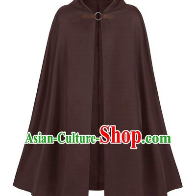 Retro Solid Color Hooded Cloak Halloween Adult Cosplay Ranger Medieval Traveler Cloak Loose Costume