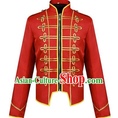 Medieval Retro Stand Collar Short Jacket Golden Embroidery Lace Military Musician Uniform Cosplay Royal Band Top