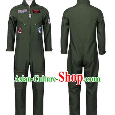 American Pilot Costume Adult Child Cosplay Top Gun TOPGUN Uniform Jumpsuit Suit Large Size