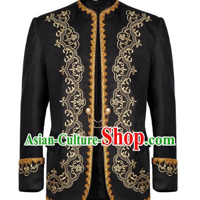Retro European And American Gold-Embroidered Dress Men Court Dress Stand-Up Collar Jacket Photo Studio Song Medieval Drama Stage Costume