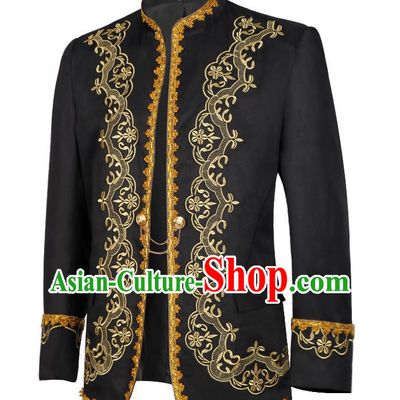 Retro European And American Gold-Embroidered Dress Men Court Dress Stand-Up Collar Jacket Photo Studio Song Medieval Drama Stage Costume