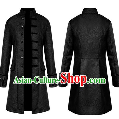 European And American Retro Jacquard Stand Collar Coat Male Cosplay Congressman Lawyer Long Coat Stage Drama Large Size Costume