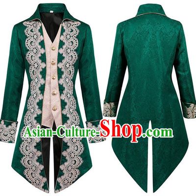 Medieval Lace Tuxedo Men Lace Embroidery Court Coat European And American Stage Play Long Costumes Large Size