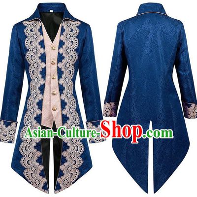 Medieval Lace Tuxedo Men Lace Embroidery Court Coat European And American Stage Play Long Costumes Large Size