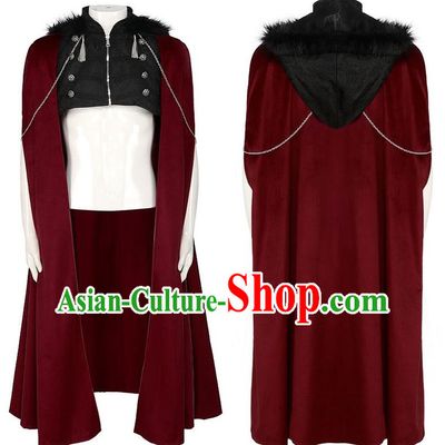 Medieval Red Chain Armor Cloak Cosplay Retro Knight Hooded Big Cloak Iron Riding Chain Chest Protector Costume
