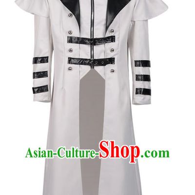 Retro Medieval Royal Guard Coat Male Cosplay Black And White Angel Battle Suit Costume Large Size Long-Sleeved Halloween