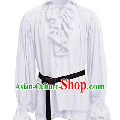Medieval Retro Lace Collar Shirt Adult Puff Sleeves Loose Pullover Top Opera Court Dress Bottoming Shirt