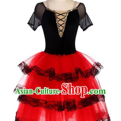 Ballet Costume Don Quixote Children Competition Professional Performance Costume Red Tutu Skirt Adult Spanish Dance Skirt