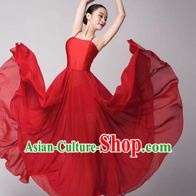 Modern Dance Clothing Suspenders Streamers Large Skirt Performance Clothing Photo Shoot Adult Children Teacher Practice Performance Clothing