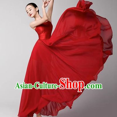 Modern Dance Clothing Suspenders Streamers Large Skirt Performance Clothing Photo Shoot Adult Children Teacher Practice Performance Clothing