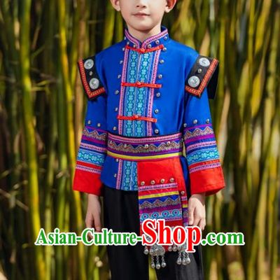 March Three Zhuang Costumes Children Ethnic Minority Costumes Girls Guangxi Children Performance Costumes