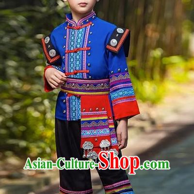 March Three Zhuang Costumes Children Ethnic Minority Costumes Girls Guangxi Children Performance Costumes