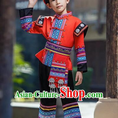 March Three Zhuang Costumes Children Ethnic Minority Costumes Girls Guangxi Children Performance Costumes