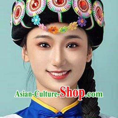 Ethnic Minority Hat Miao Tujia Zhuang Headdress Female Performance Stage Jewelry Yi Naxi