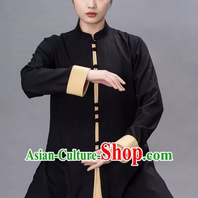 Contrasting Color Fashion Tai Chi Clothing Loose Mid Length Performance Clothing Chinese Style