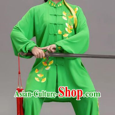 Green Embroidery Show Tai Chi Suit Team Competition Tradition