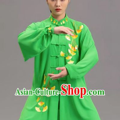 Green Embroidery Show Tai Chi Suit Team Competition Tradition