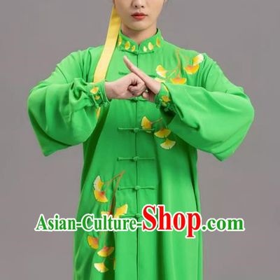 Green Embroidery Show Tai Chi Suit Team Competition Tradition