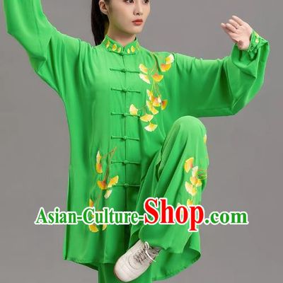 Green Embroidery Show Tai Chi Suit Team Competition Tradition