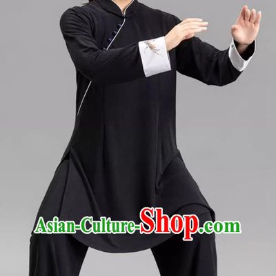 Tai Chi Clothing Slanted Lapel Black Chinese Women Performance Clothing Tai Chi Practice Clothing