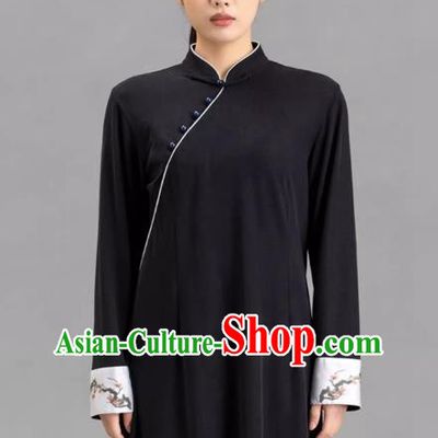 Tai Chi Clothing Slanted Lapel Black Chinese Women Performance Clothing Tai Chi Practice Clothing