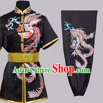 Martial Arts Nanquan Changquan Practice Children Competition Performance Colorful Clothes Embroidered Red Phoenix Black Men And Women Adults