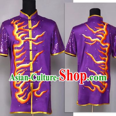 Martial Arts Clothing Embroidery Performance Clothing Flame Changquan Clothing Nanquan Clothing Practice Clothing Chinese Style
