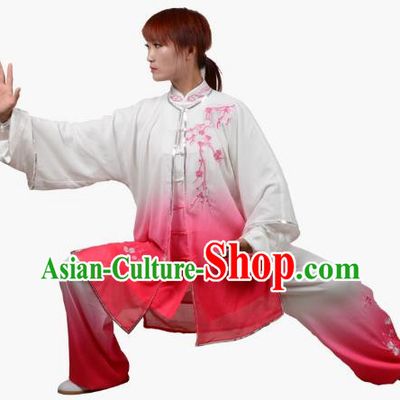 Three Piece Suit Of Tai Chi Clothing Hanmei Heralds Spring Embroidery Practice Clothing Spring And Summer Styles Gradient Transition Color Veil For Men And Women The Same Style