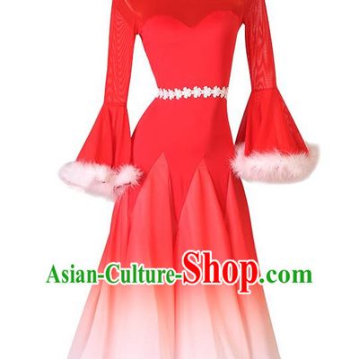 Modern Dance Dress Competition Performance Costume Feather Style National Standard Dance Ballroom Dance Big Swing Skirt Gradient Waltz Dance Skirt