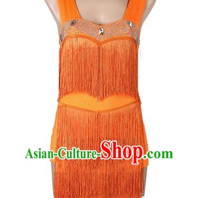 Latin Dance Competition Dress Fringed Performance Clothing Slit Skirt Rumba Dance Clothing