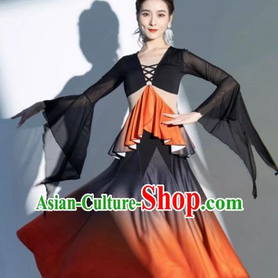 Modern Dance Skirt Women New National Standard Dance Waltz Ballroom Dance Latin Dance Gradient Big Swing Practice Dress