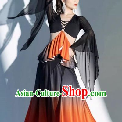 Modern Dance Skirt Women New National Standard Dance Waltz Ballroom Dance Latin Dance Gradient Big Swing Practice Dress