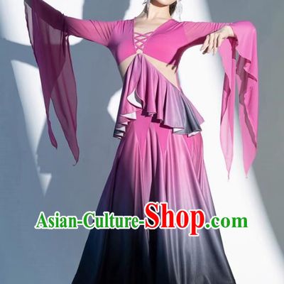 Modern Dance Skirt Women New National Standard Dance Waltz Ballroom Dance Latin Dance Gradient Big Swing Practice Dress