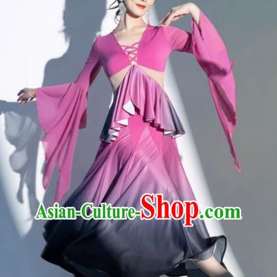 Modern Dance Skirt Women New National Standard Dance Waltz Ballroom Dance Latin Dance Gradient Big Swing Practice Dress