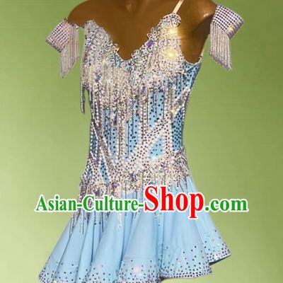 Latin Dance Costume Girls Competition Flower Costume Sling Performance Hot Diamond Children Costume Adult