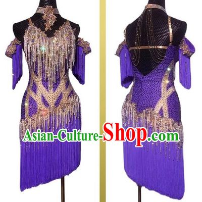 Latin Dance Competition Fancy Dress Professional With Diamond High End Custom New Dance Clothes Advanced Performance Professional Art Examination