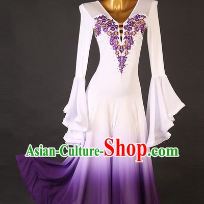 White Modern Dance Dress Competition Clothing High End Performance Clothing Professional National Standard Dance Big Swing Skirt Waltz