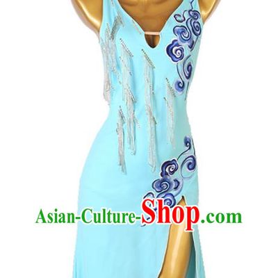Latin Dance Skirt Dress Backless Show Competition Dance Costume Diamond Studded Rumba Chacha Dance Skirt