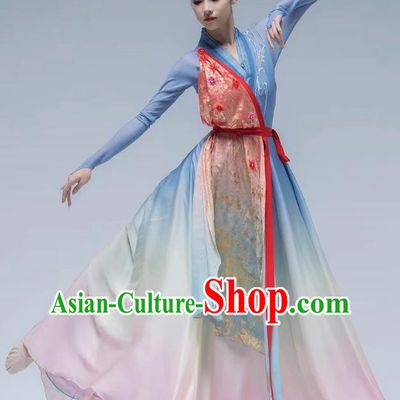 Classical Dance Performance Costume Peach Red Paper Dance Costume Art Test Solo Dance Competition Costume