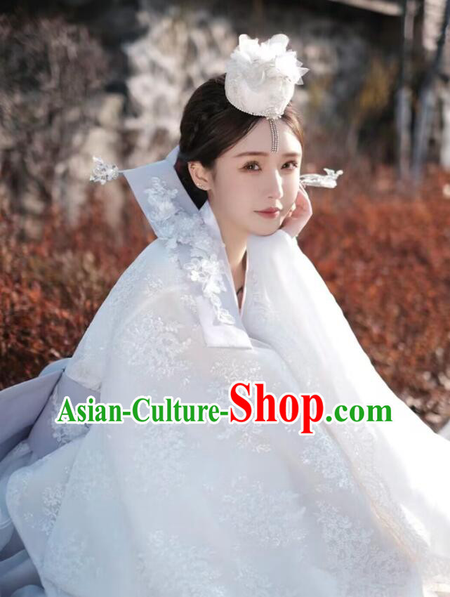Korean Wedding Dress Bride White Fashion Princess Hanbok Traditional Costume Complete Set Korean Wedding Dress Bride White Fashion Princess Hanbok Traditional Costume Complete Set