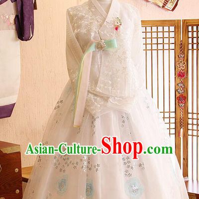 Top Korean Wedding Dress White Traditional Hanbok Bride Costume