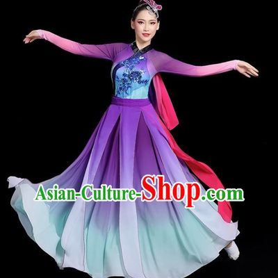 Classical Dance Clothing Female Elegant Mountain Ghost Dance Art Examination Modern Yangko Clothing National Fan Umbrella Dance Performance Clothing