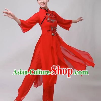 Classical Dance Performance Costume Female Elegant Fan Umbrella Dance New National Dance Costume Performance Square Dance Yangko Costume