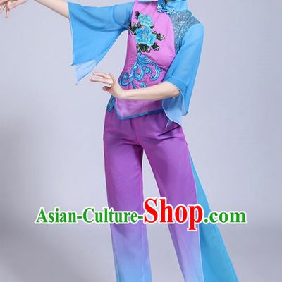Classical Dance Performance Costume Female Elegant Fan Umbrella Dance New National Dance Costume Performance Square Dance Yangko Costume