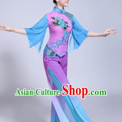 Classical Dance Performance Costume Female Elegant Fan Umbrella Dance New National Dance Costume Performance Square Dance Yangko Costume