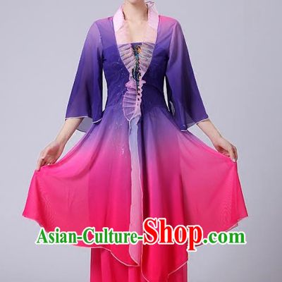 Classical Dance Performance Costume Long Skirt National Dance Fan Dance Performance Costume Dot Crimson Lip Dance Costume