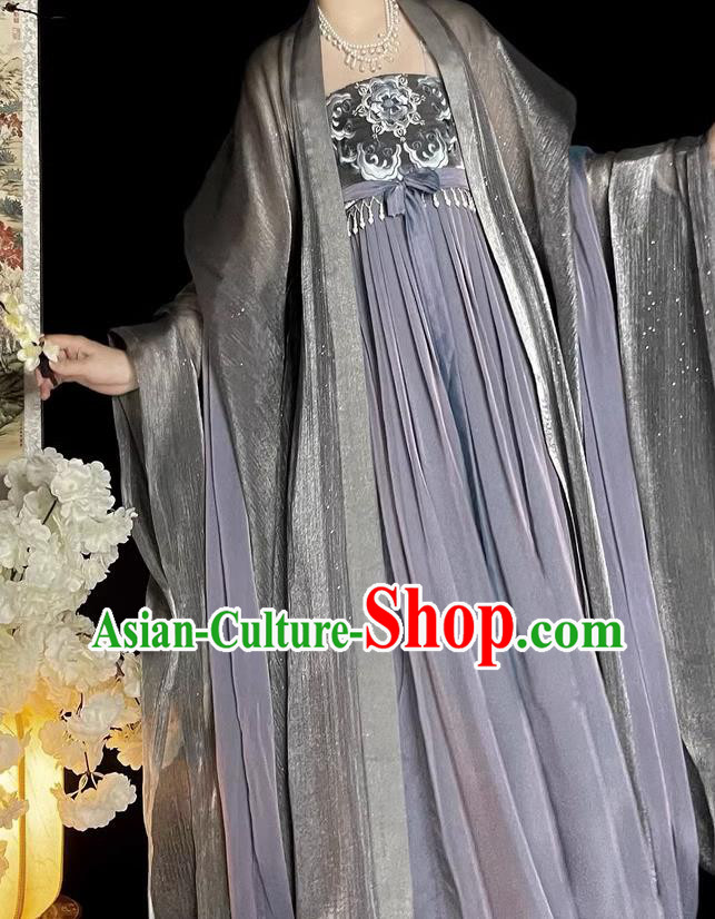 Chinese Tang Dynasty Empress Costumes Traditional Hanfu Woman Ruquan Ancient Goddess Purple Dresses Chinese Tang Dynasty Empress Costumes Traditional Hanfu Woman Ruquan Ancient Goddess Purple Dresses