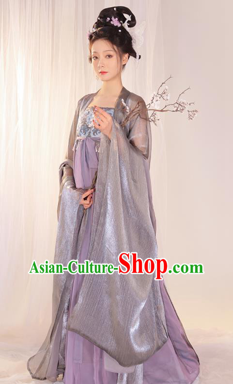 Chinese Tang Dynasty Empress Costumes Traditional Hanfu Woman Ruquan Ancient Goddess Purple Dresses Chinese Tang Dynasty Empress Costumes Traditional Hanfu Woman Ruquan Ancient Goddess Purple Dresses