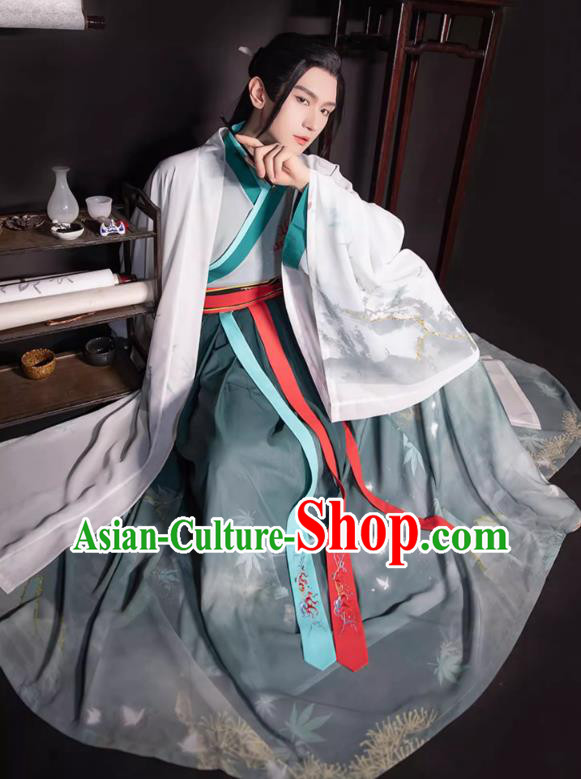 Chinese Traditional Hero Hanfu Ancient Swordsman Clothing Jin Dynasty Male Garment Costumes Chinese Traditional Hero Hanfu Ancient Swordsman Clothing Jin Dynasty Male Garment Costumes